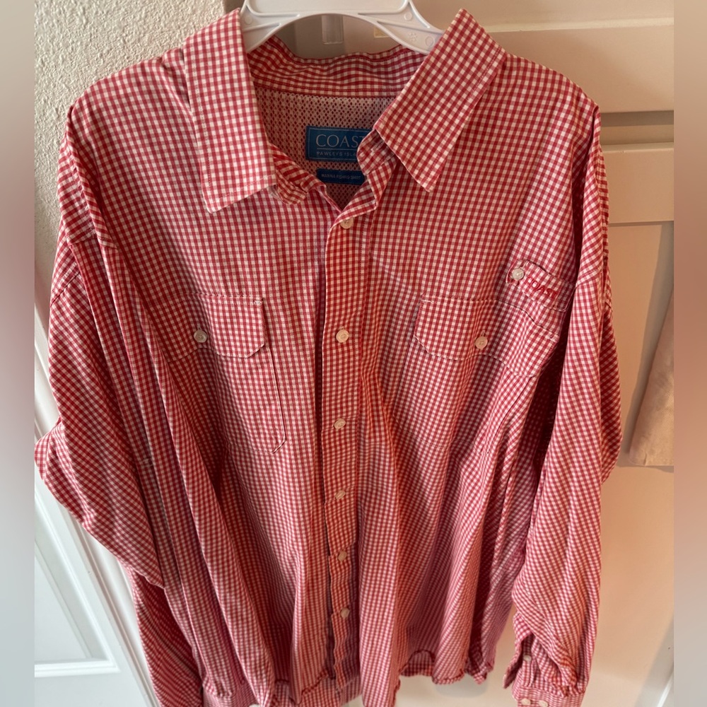 Coast XL Fishing Button Up Shirt Red Check